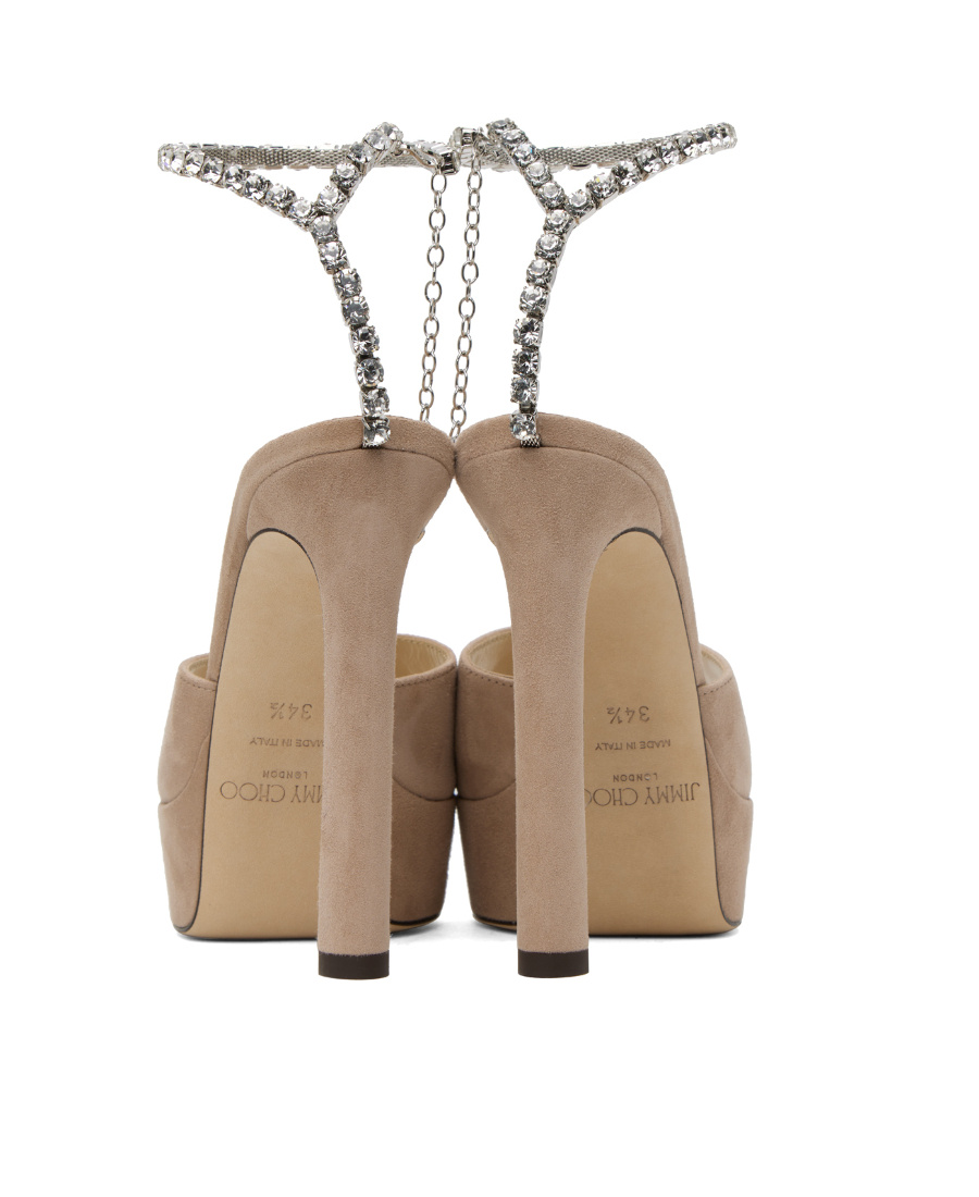 Jimmy Choo Crystal High-heeled Sandals In Nude
