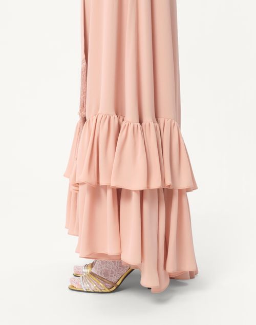 Valentino Besticktes Abendkleid Aus Georgette Frau Rose Mist 38 In Mixed Rose