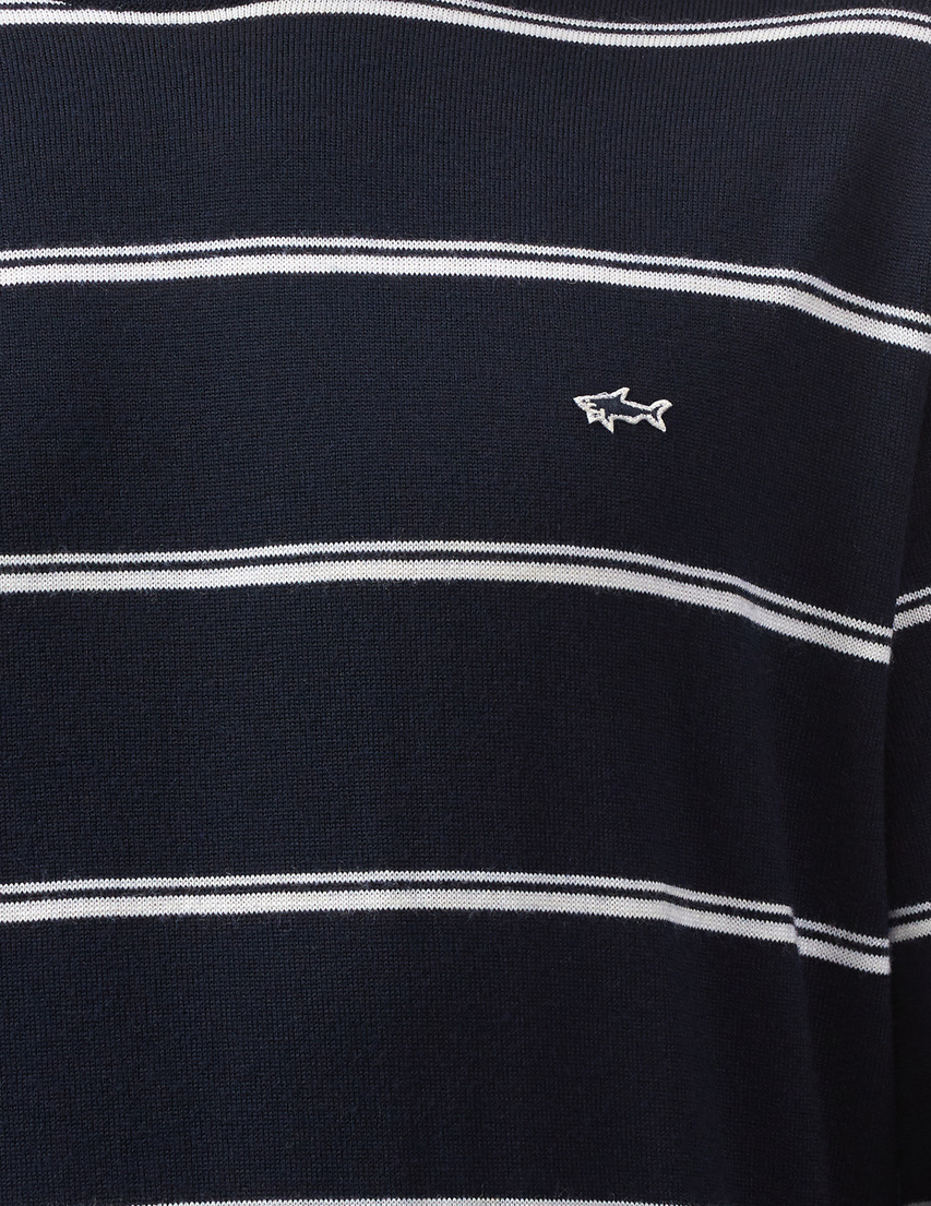 PAUL & SHARK NAVY BLUE ROUND-NECK STRIPED PULLOVER