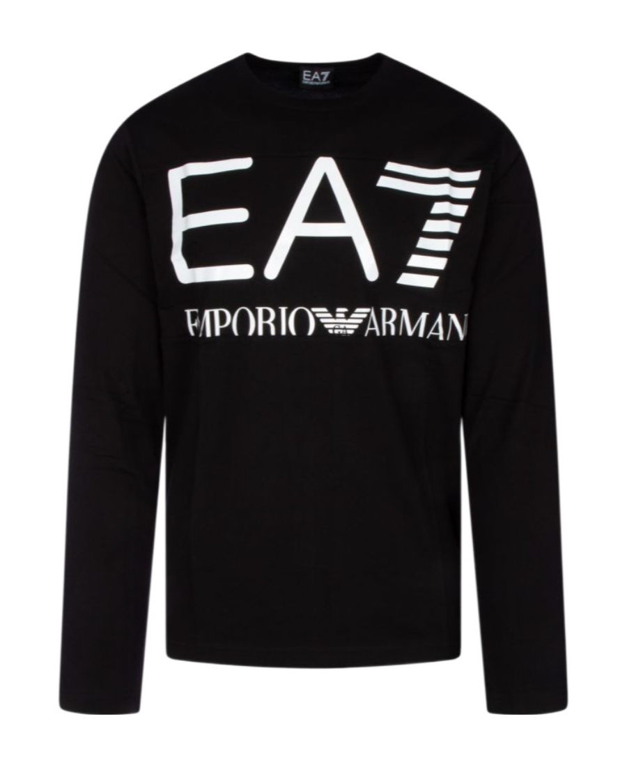 Ea7 T-shirt With Round Neck And Long Sleeves In Black