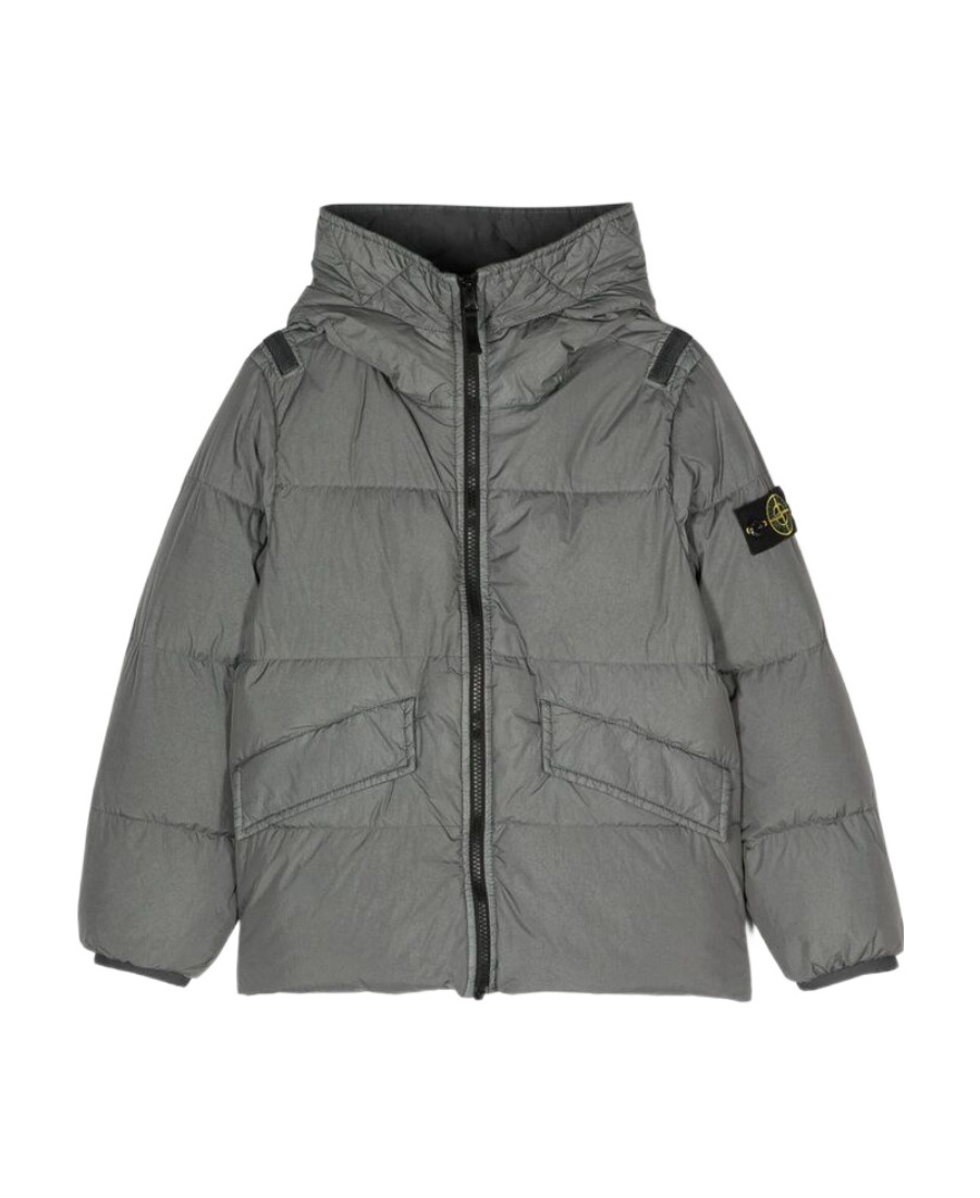 Stone Island Compass-logo Padded Jacket In Gray