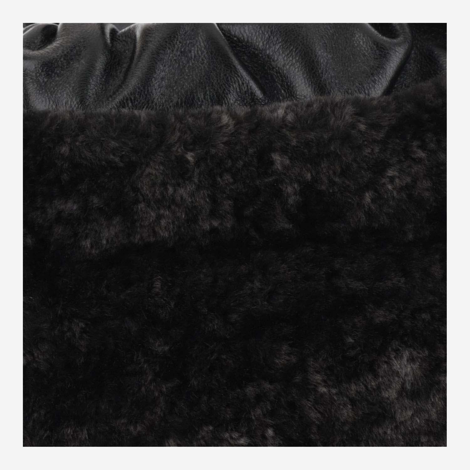 Jil Sander Leather And Shearling Bag In Black