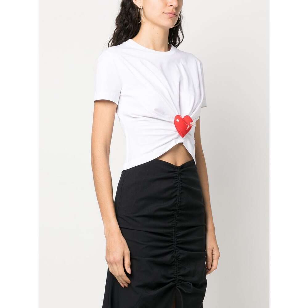 Moschino Heart-appliqué Draped T-shirt In White
