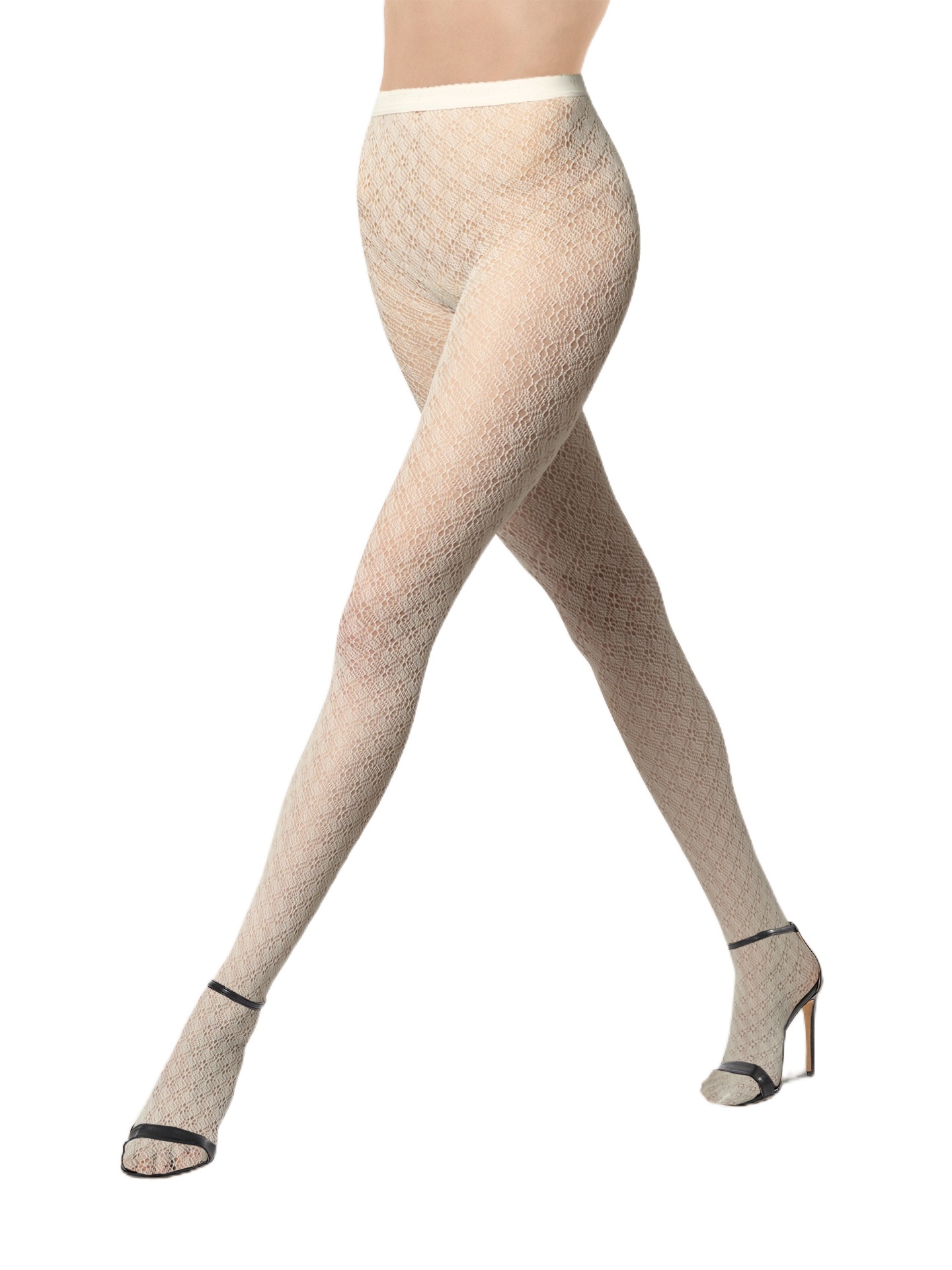 Wolford Blossom Net Tights In Cream Cream