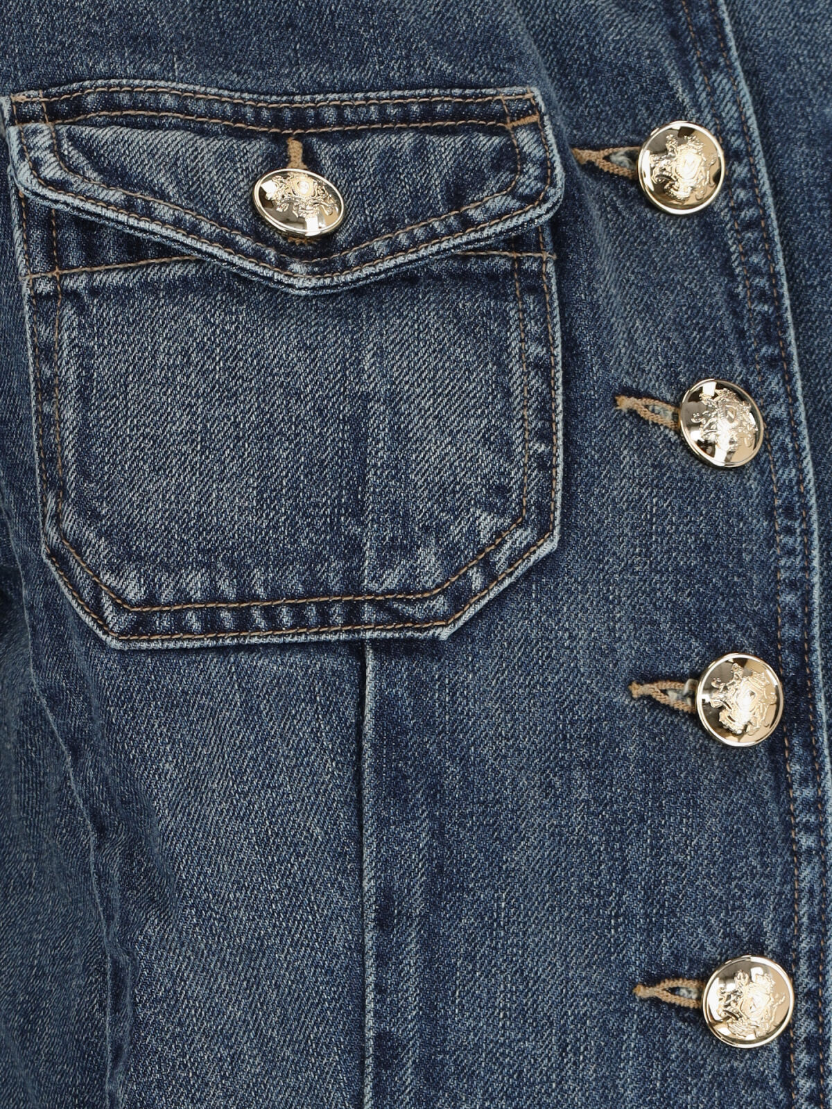 Nili Lotan Military Style Jacket Gold Buttons In Blue