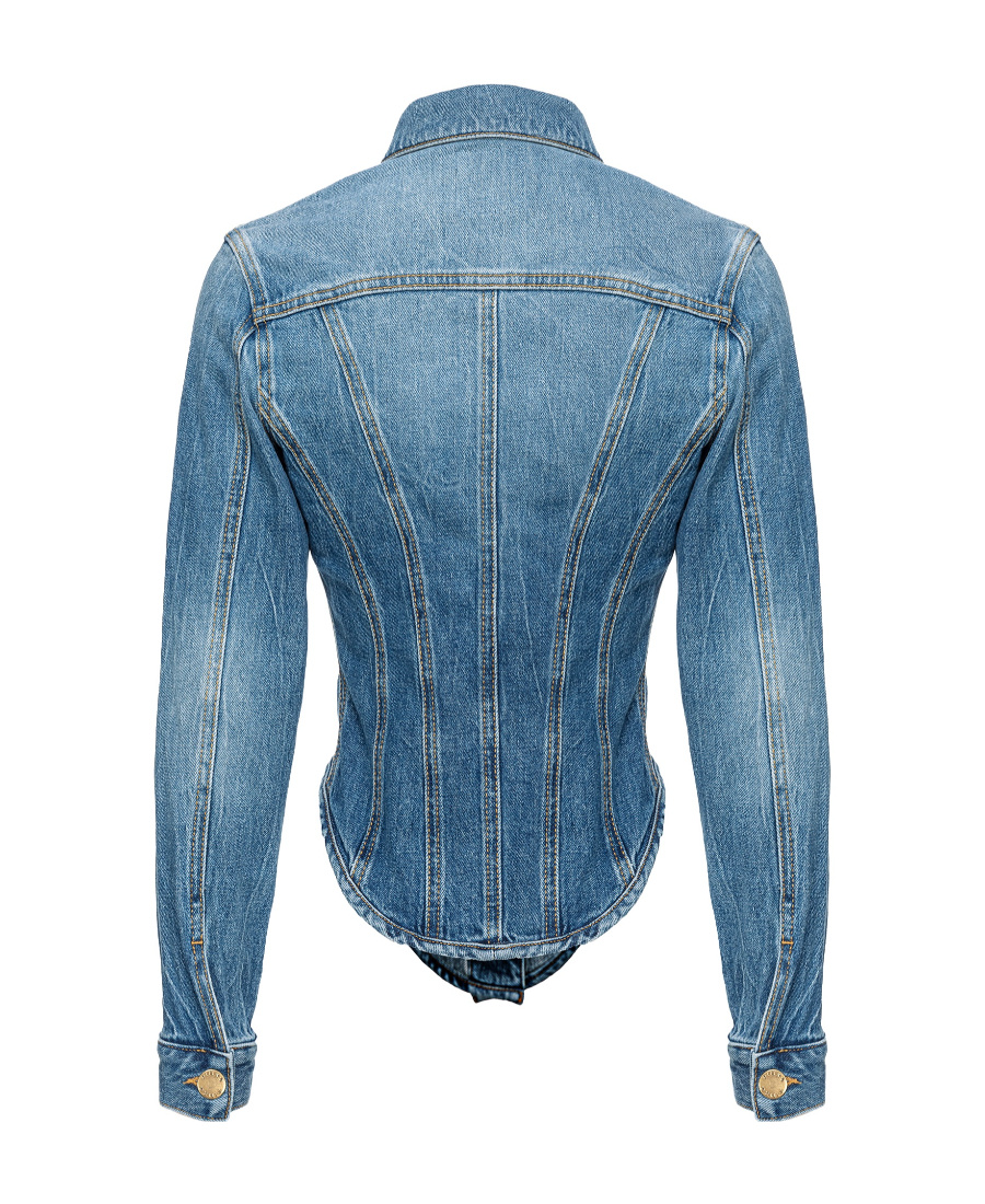 PINKO CURVED-HEM DENIM JACKET 