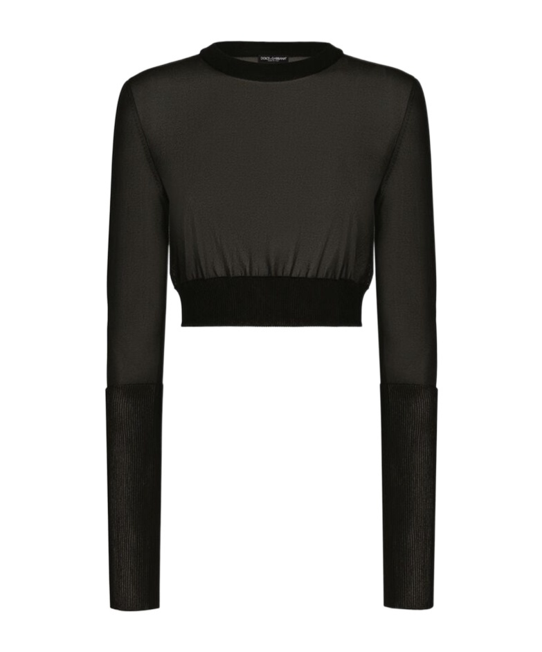 Dolce & Gabbana Semi-sheer Cropped Top In Black