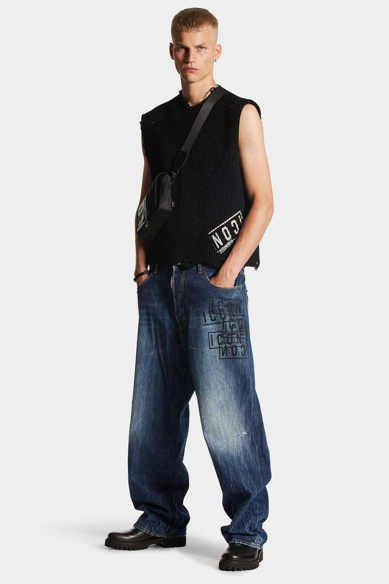 Dsquared2 Icon-print High-rise Straight-leg Jeans In Blue