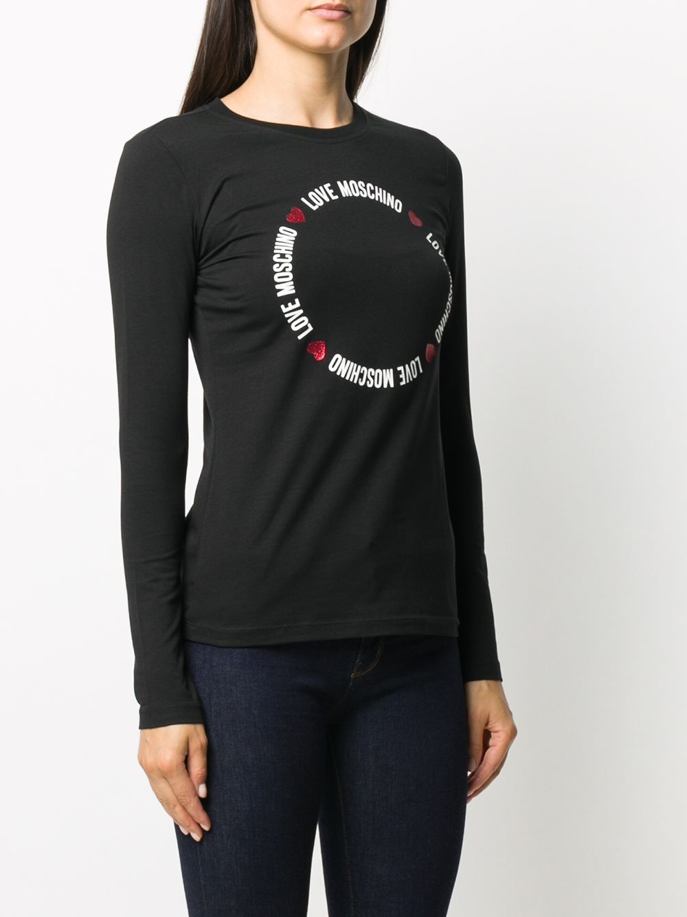 Moschino Logo Long-sleeved T-shirt In Black