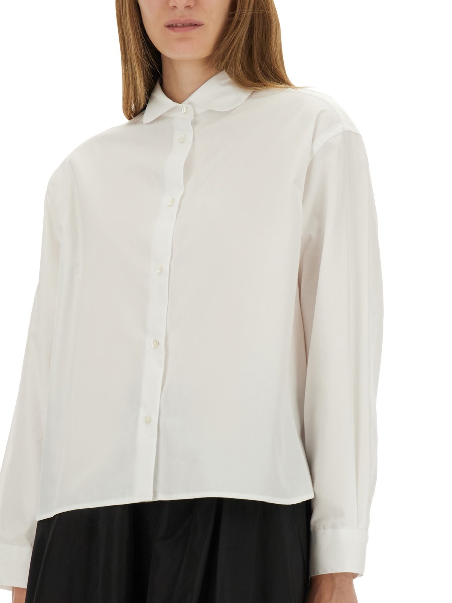 Aspesi Striped Curved Hem Blouse In White