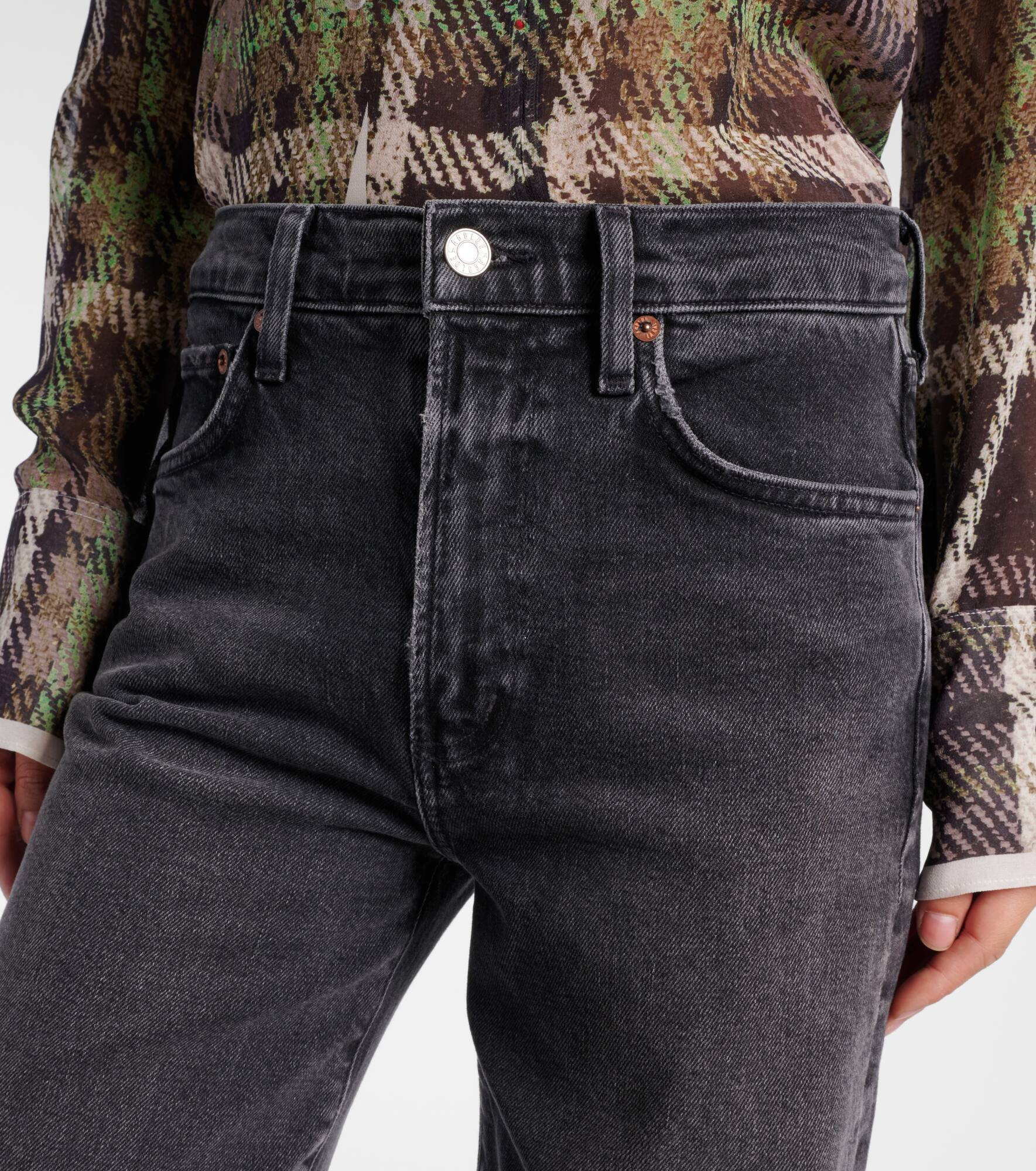 Agolde Harper Mid-rise Straight-leg Denim Trousers In Black