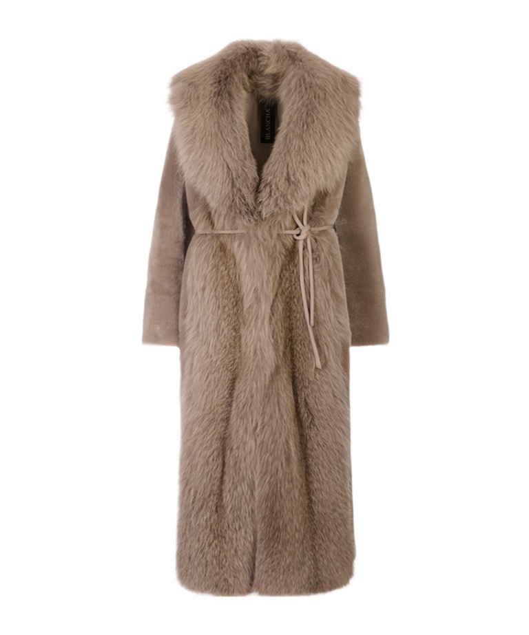 Blancha Long-sleeved Fur Coat In Multi