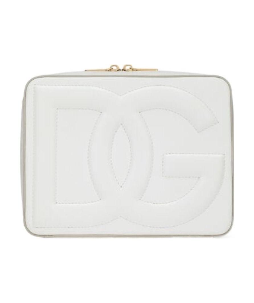 Dolce & Gabbana Medium Logo Camera Bag In Calf Leather In White