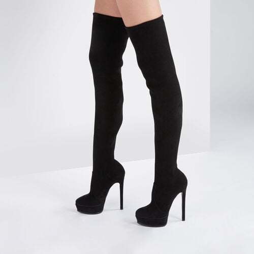 Casadei Flora 140mm Above-knee Platform Boots In Black