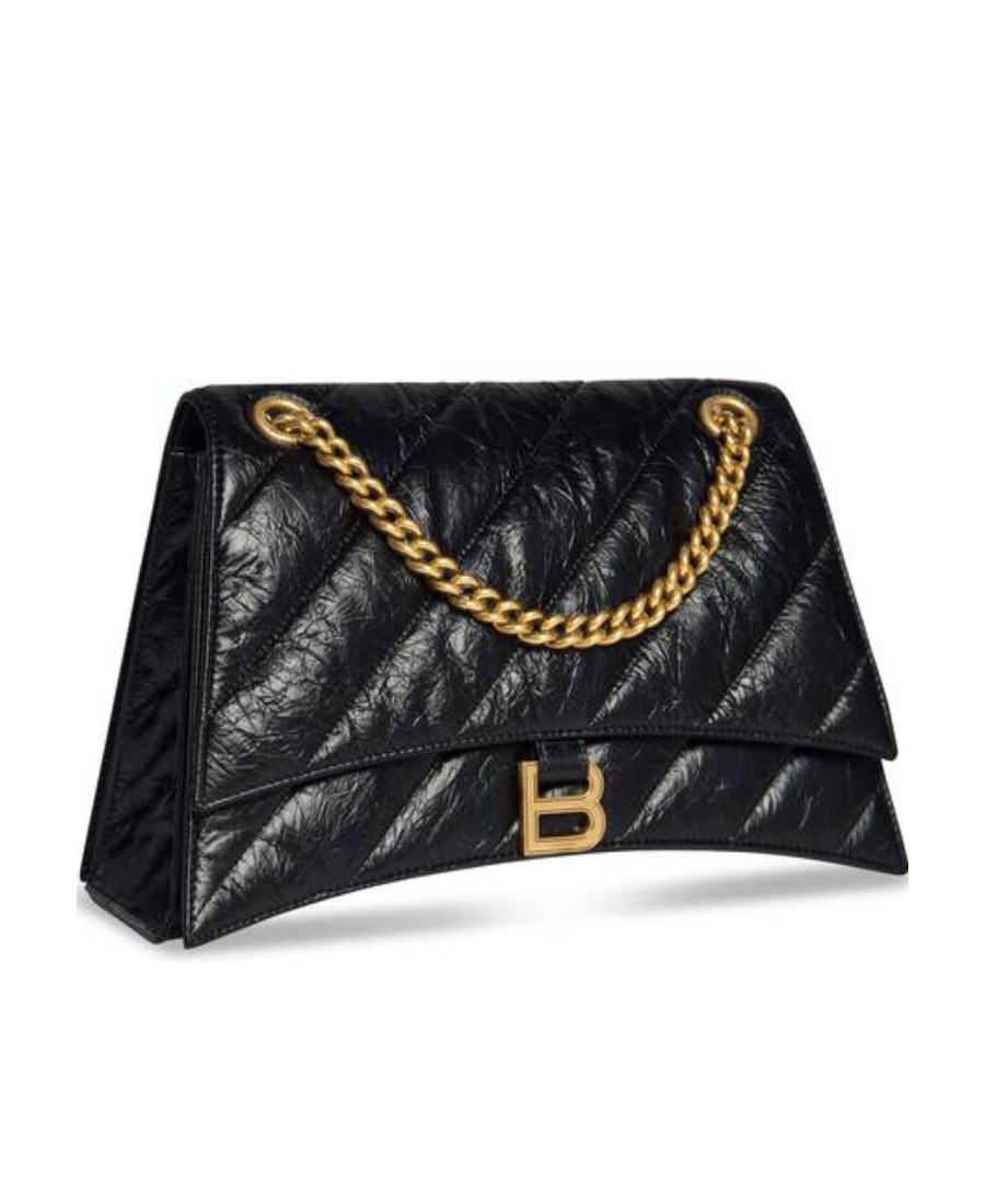 Balenciaga Hourglass S Quilted Shoulder Bag In Black