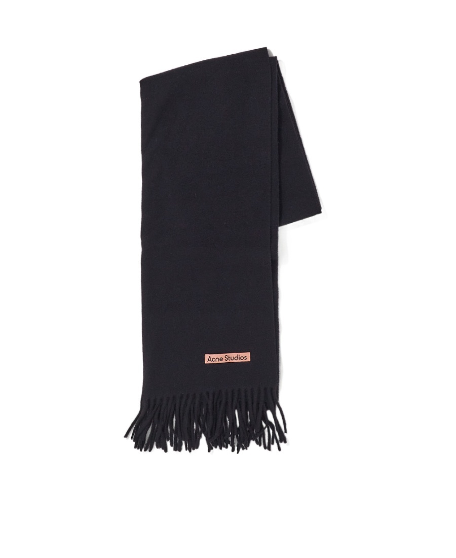 Shop Acne Studios Fringed Wool Scarf In Black
