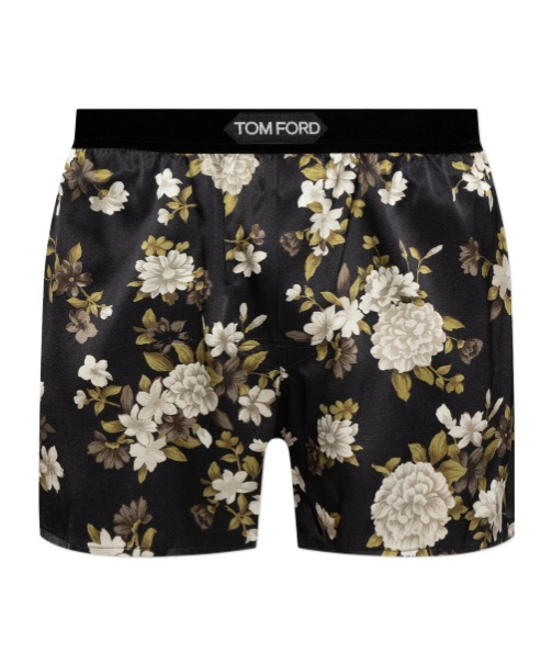 Tom Ford Floral Pattern Underwear In Black