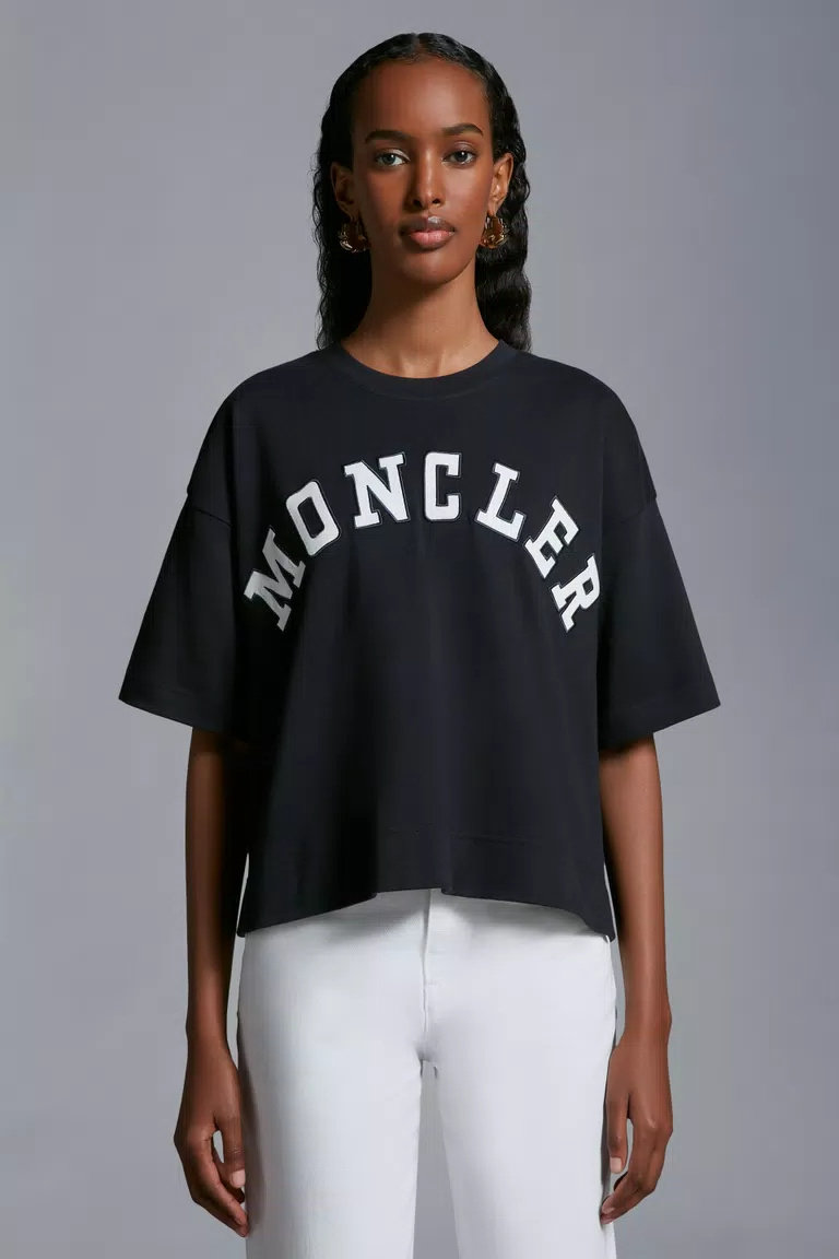 Moncler Short-sleeve T-shirt With Logo In Blue