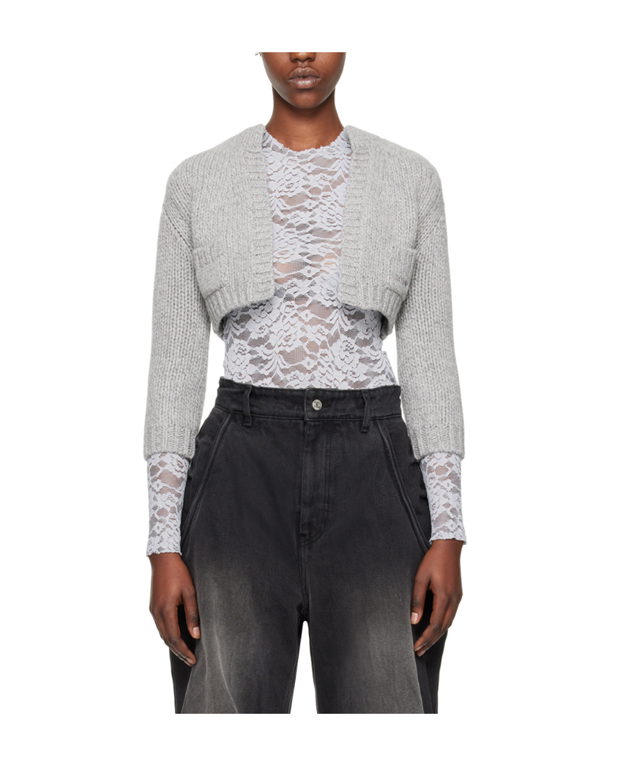 We11 Done Bag Knitted Cardigan In Black