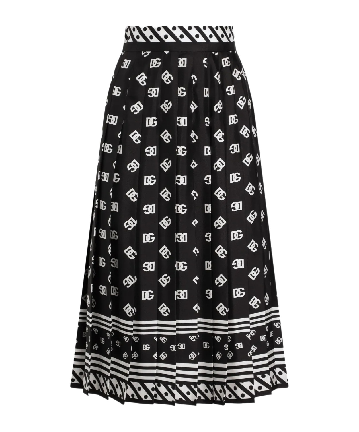 Dolce & Gabbana Monogram Midi Skirt In Black
