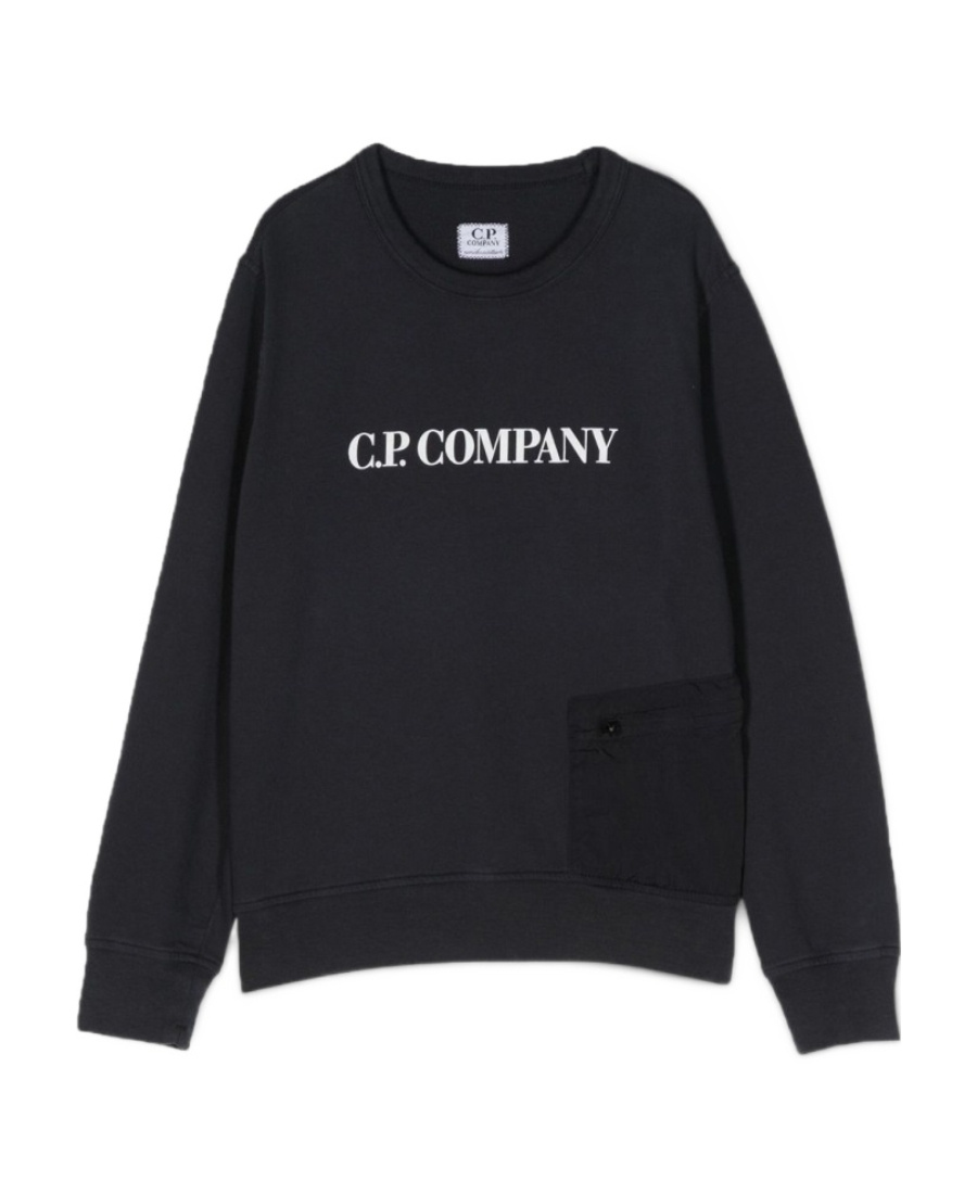 C.p. Company Logo-print Cotton Sweatshirt In Black