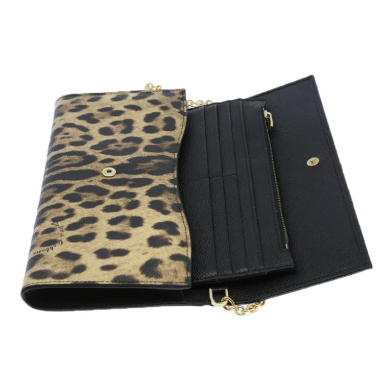 Dolce & Gabbana Leopard Print Wallet In Black