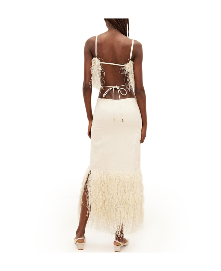 Jacquemus La Robe Raphia Cut-out Fringed Dress In Nude