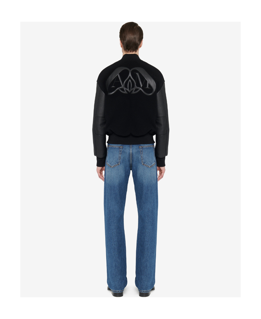 Alexander Mcqueen Seal-appliqué Bomber Jacket In Black