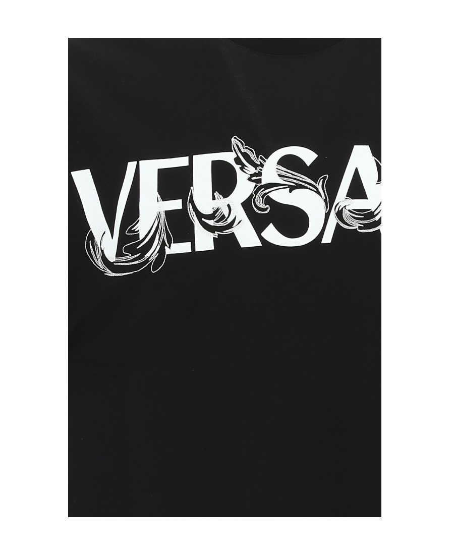 Versace Logo-print Detail T-shirt In Black
