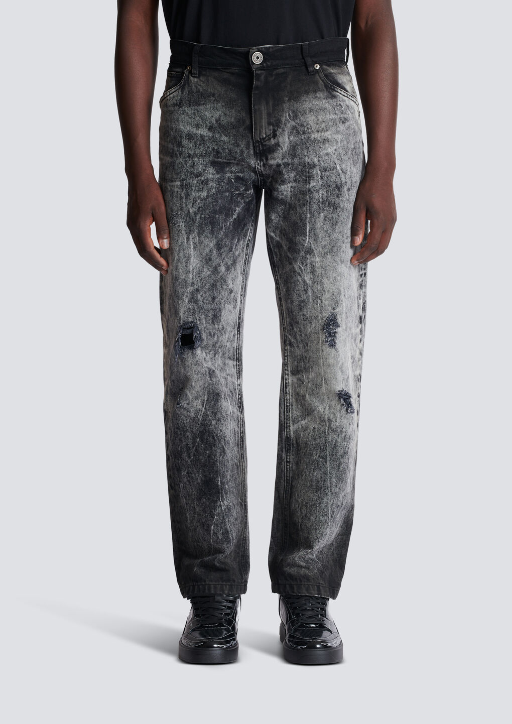 Balmain Mid-rise Straight-leg Jeans In Gray