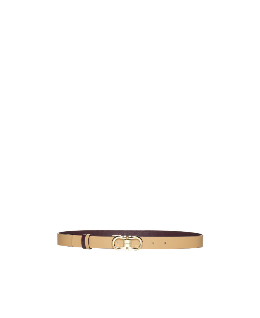 Ferragamo Double-sided Adjustable Gancini Belt In Nude