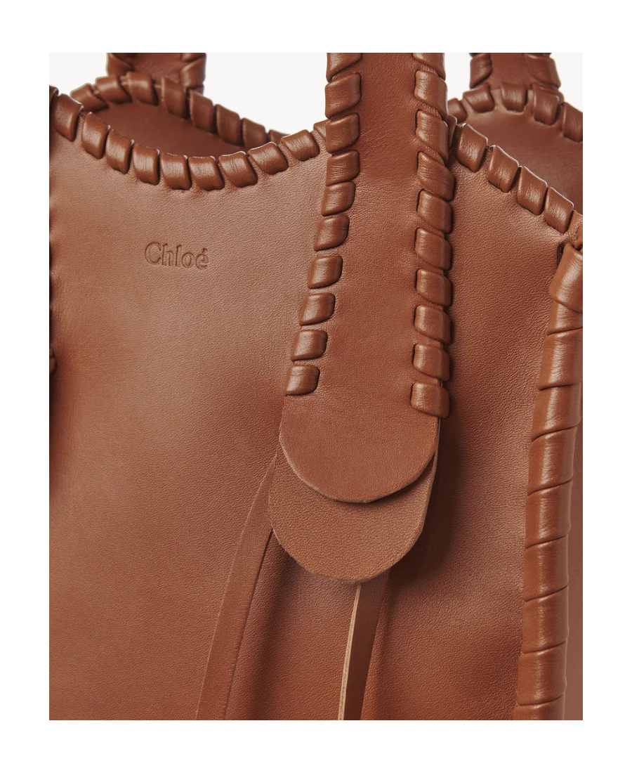 Chloé Mony Logo Debossed Small Tote Bag In Brown