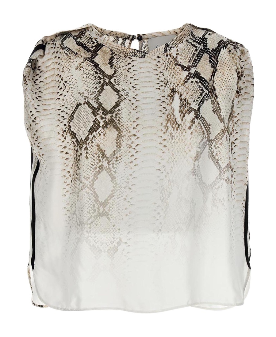 Nude Sleeveless T-shirt With Round Neck In White