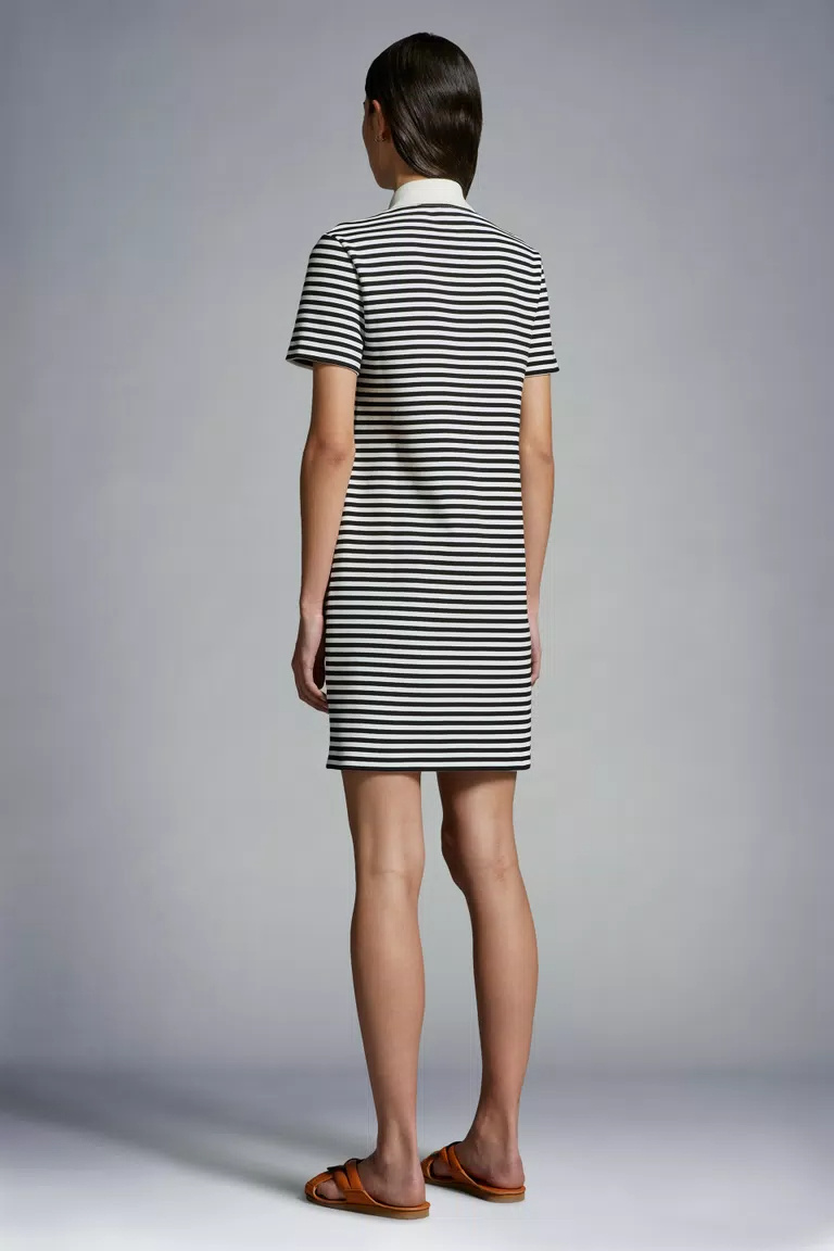 Moncler Polo Shirt Mini Dress In Black