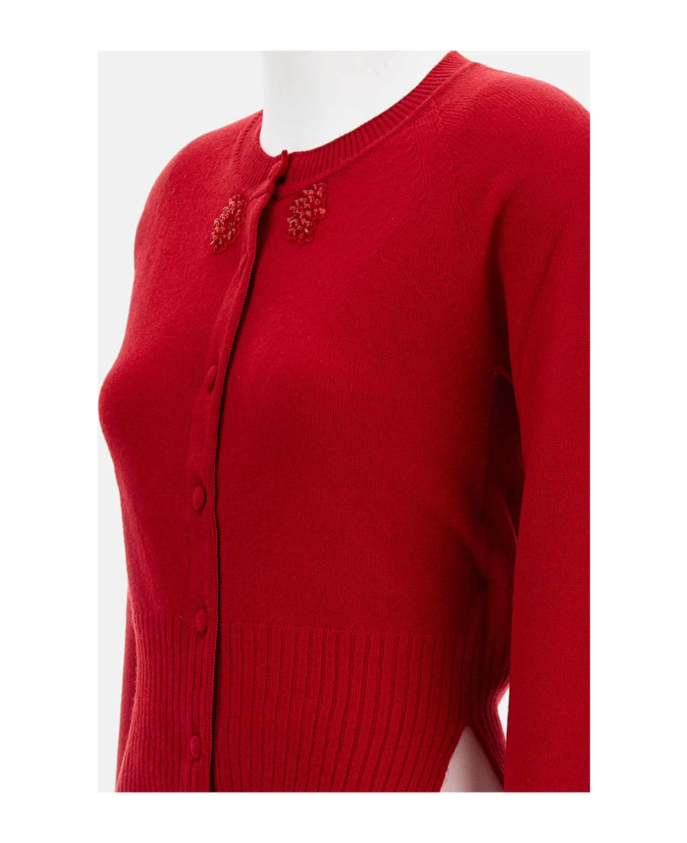 Simone Rocha Long-sleeved Cardigan In Red