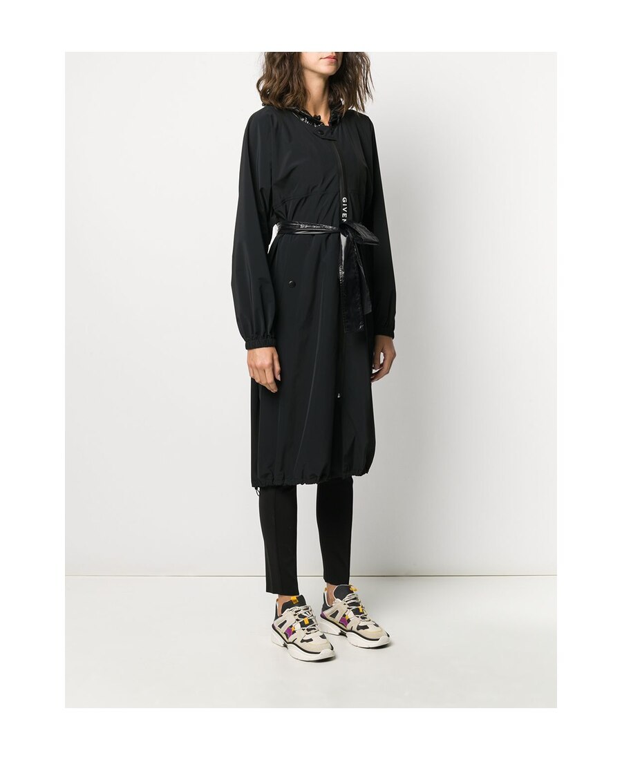 Givenchy Hooded Belted Raincoat In Black