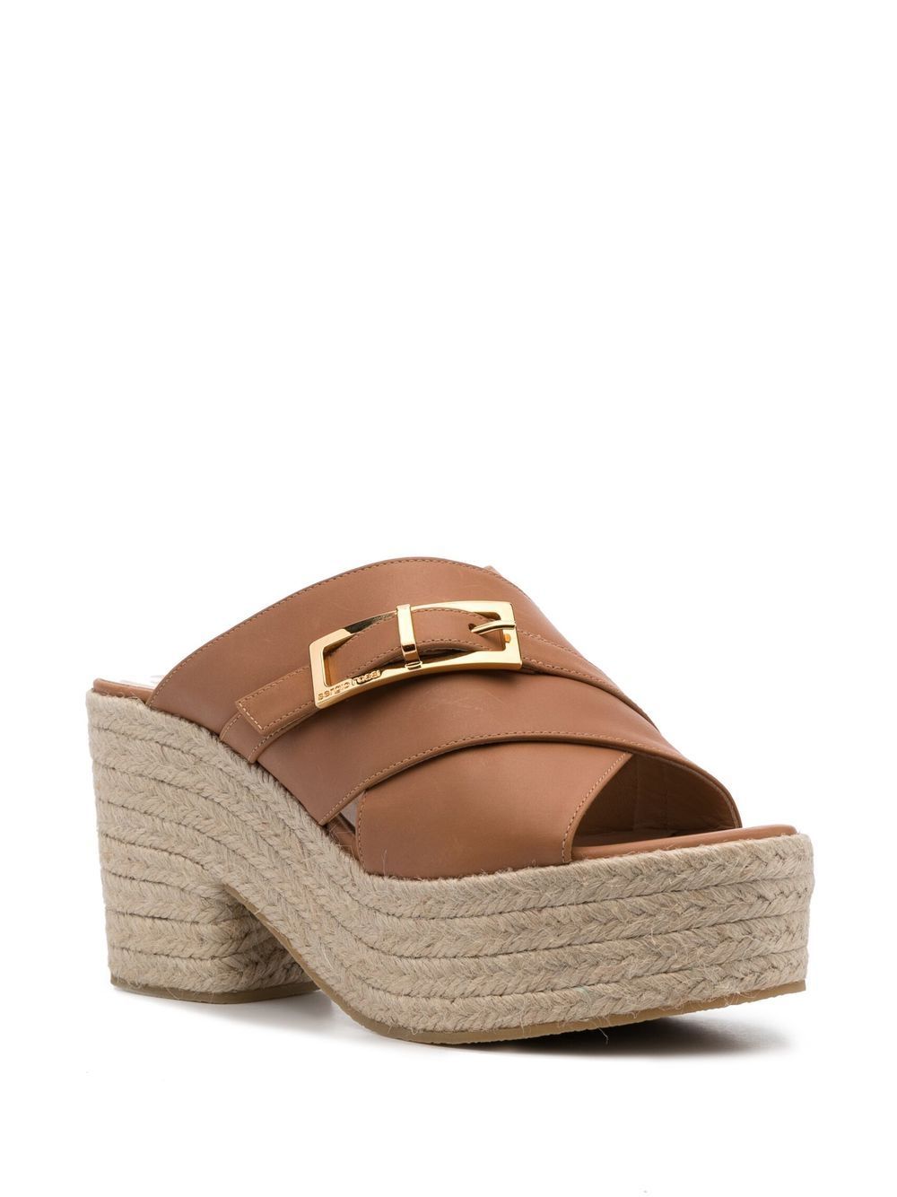 Sergio Rossi Nora 90mm Leather Crossover Strap Mules In Nude