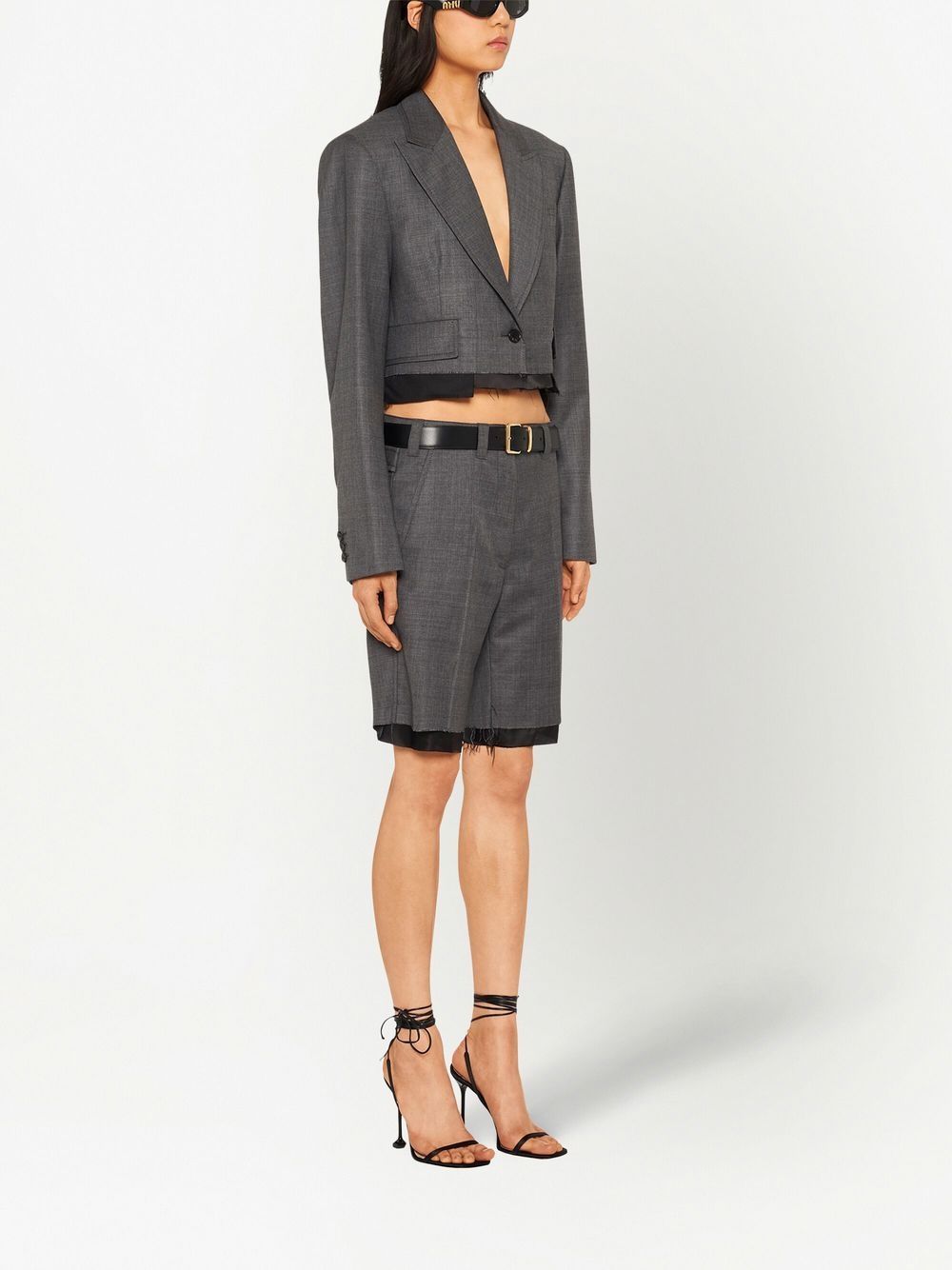 Miu Miu Grisaille Single-breasted Jacket In Black