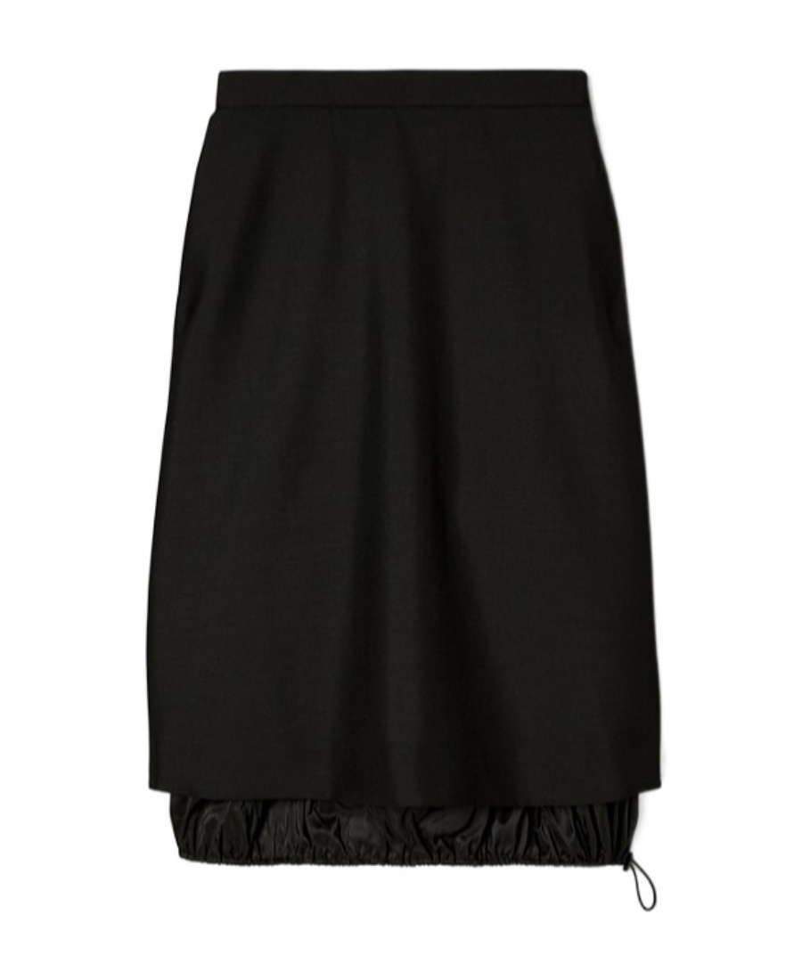 Tory Burch Layered Wool-mohair Skirt In Black
