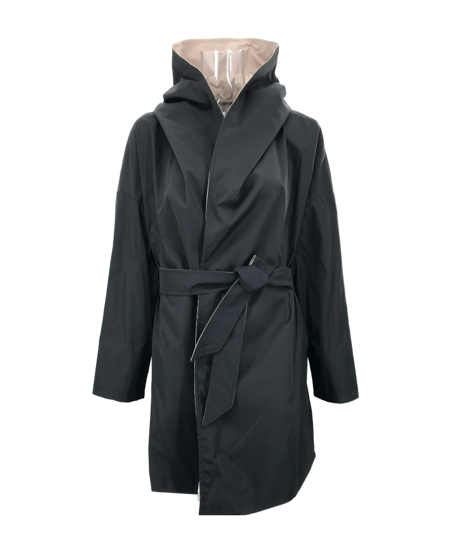 Max Mara Long-sleeved Laced Trench Coat In Black