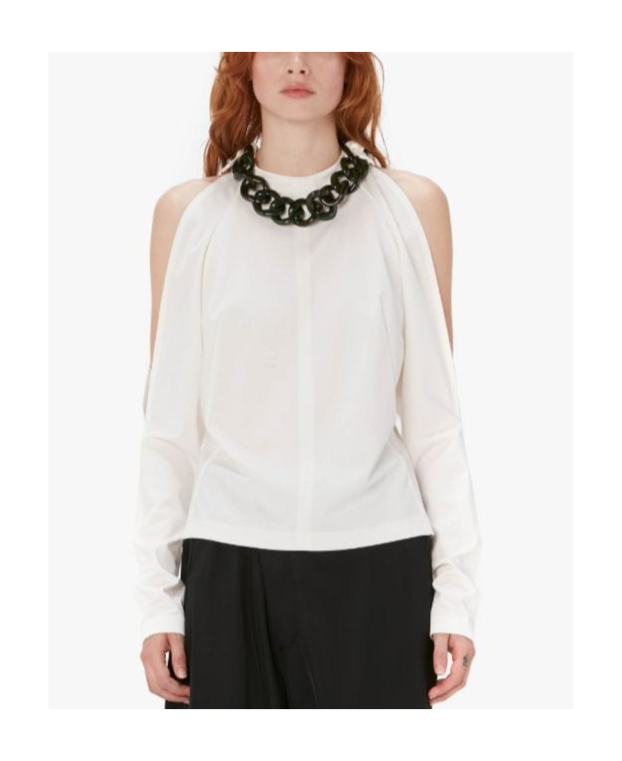 Jw Anderson Chain-embellished Cold-shoulder Top In White