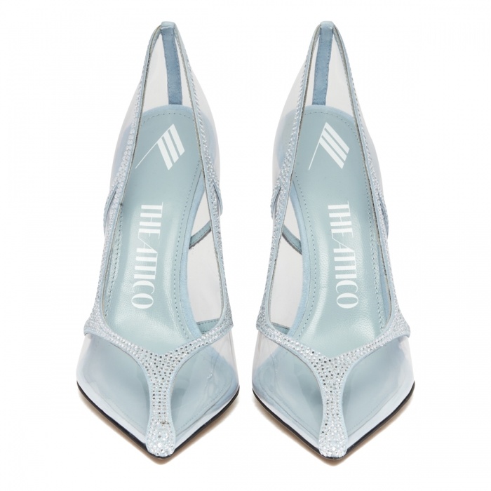 Attico Venus Chrome Pvc And Suede Pumps In Gray