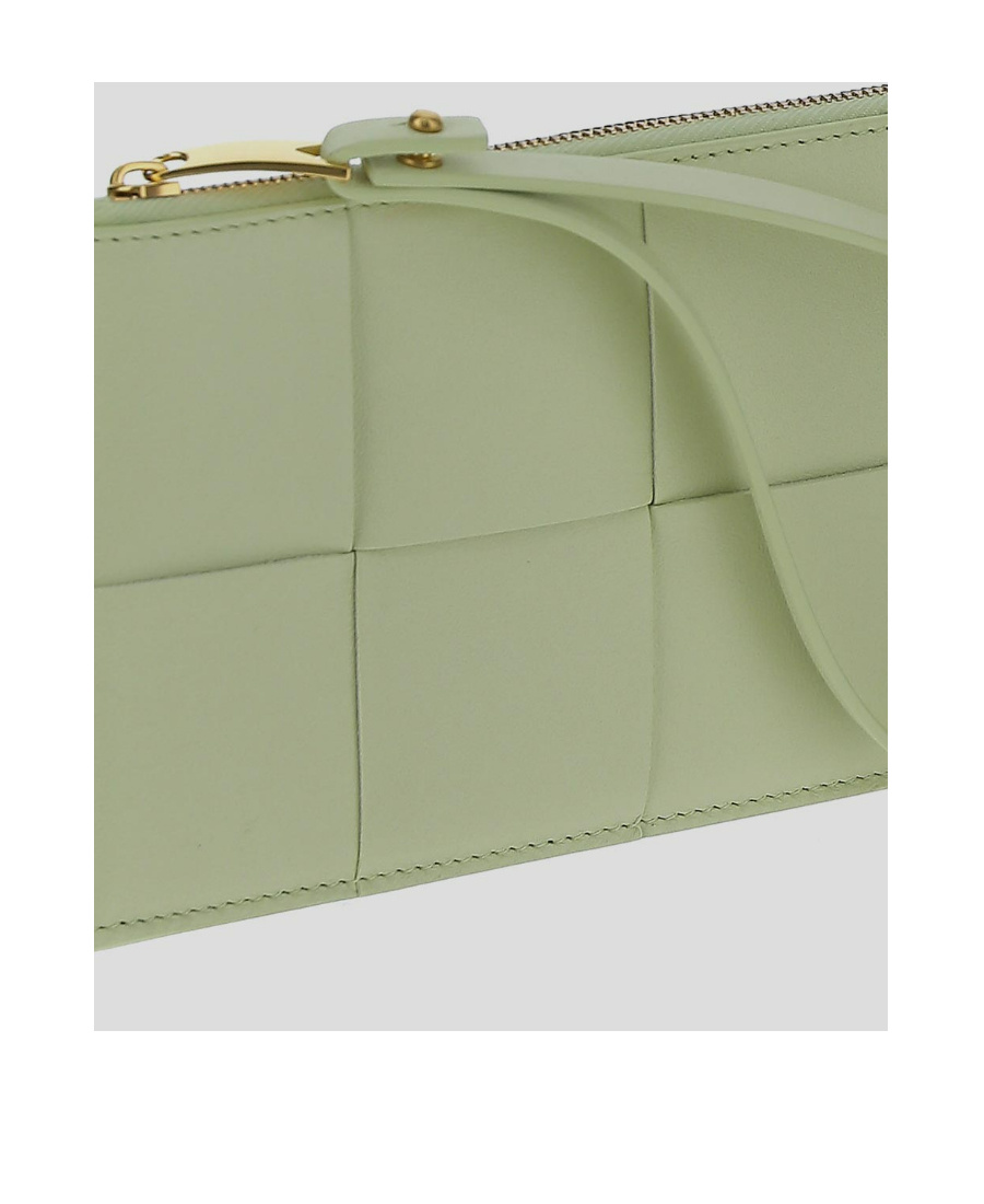 Shop Bottega Veneta Maxi Intrecciato Leather Zipped Pouch In Green