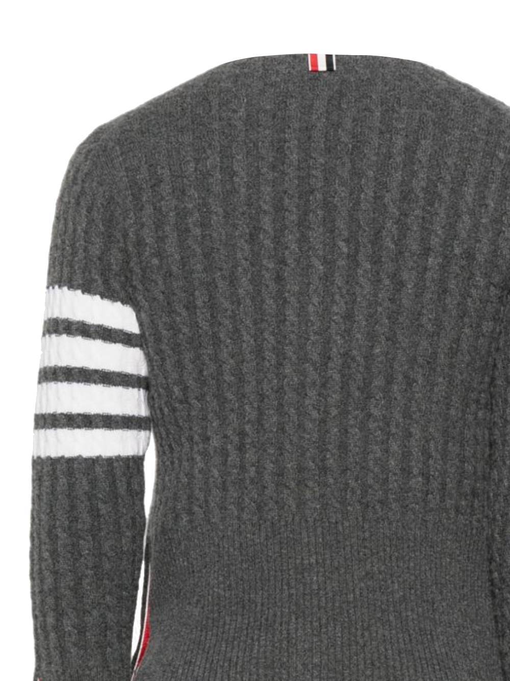 Thom Browne Long-sleeved Knitted Cardigan In Gray