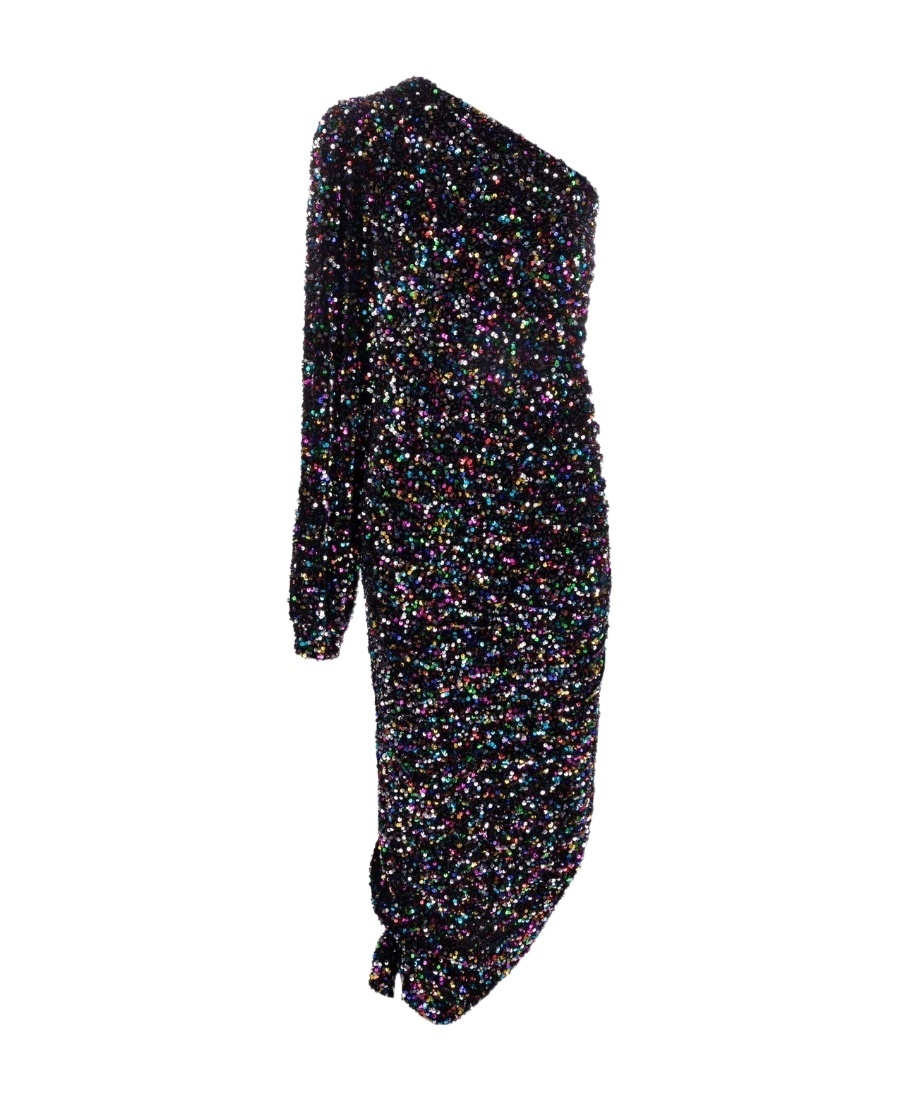Amen Asymmetric Sequin Dress In Black