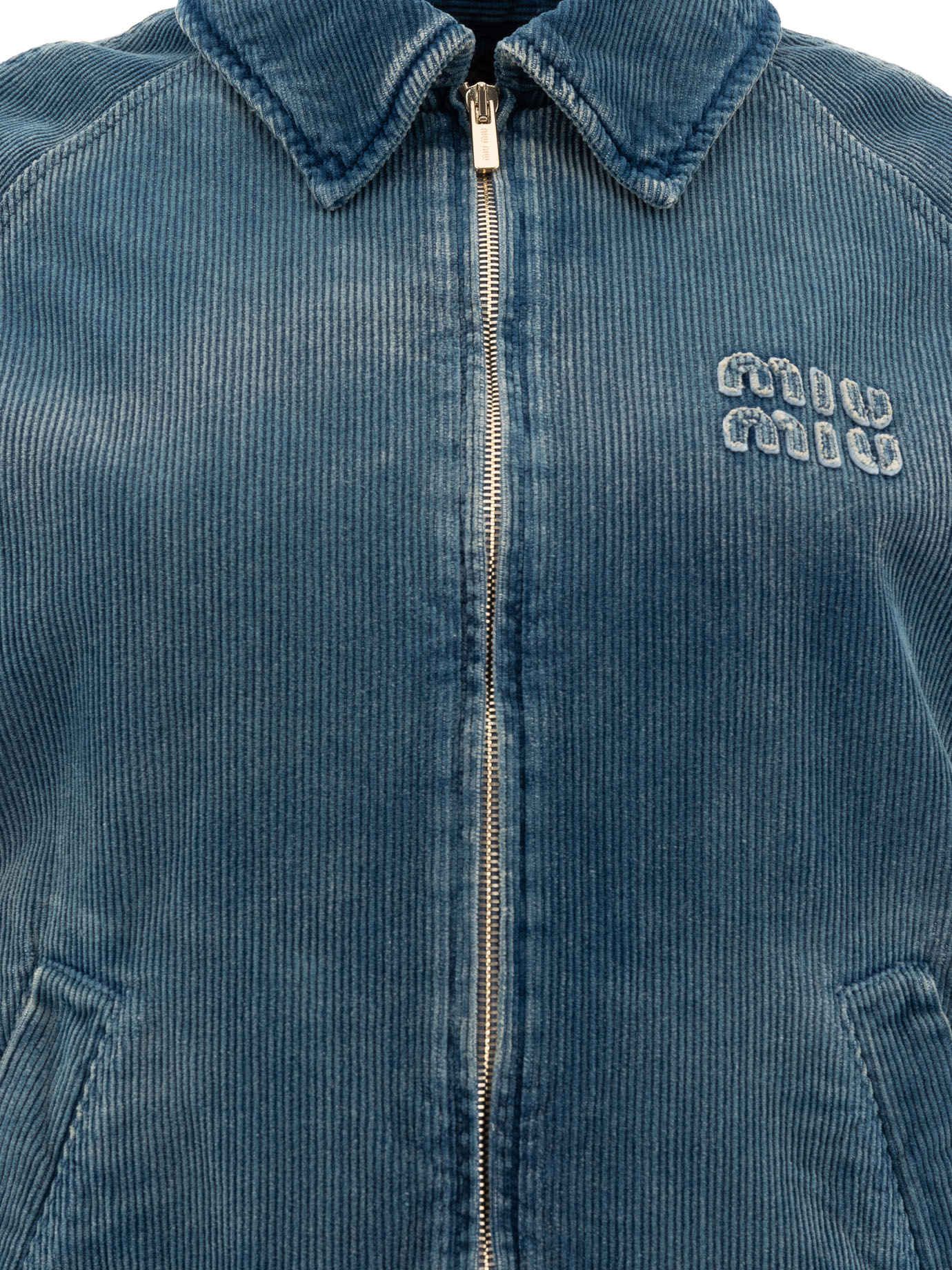 Miu Miu Long-sleeved Casual Jacket In Blue