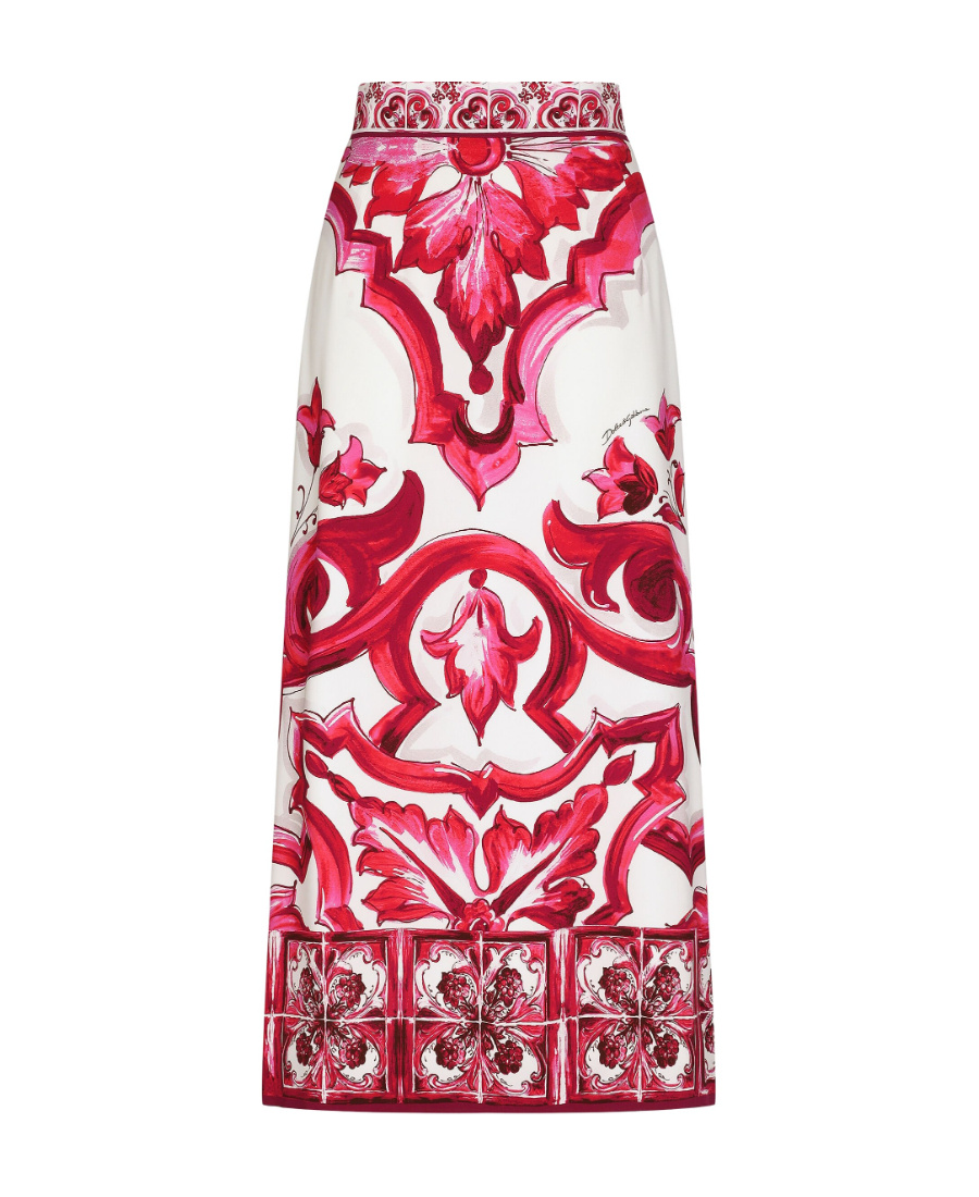 Dolce & Gabbana Majolica-print Maxi Skirt In Red