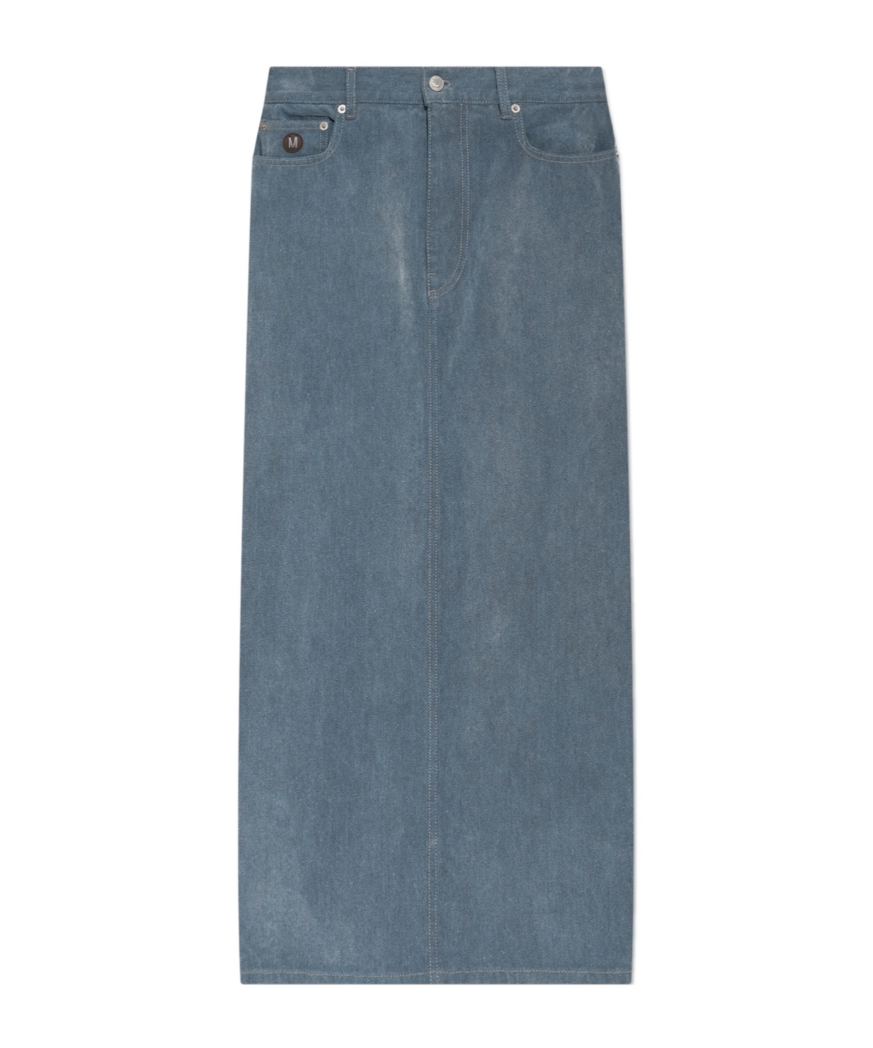 Moschino Button-fastening Denim Midi Straight Skirt In Blue