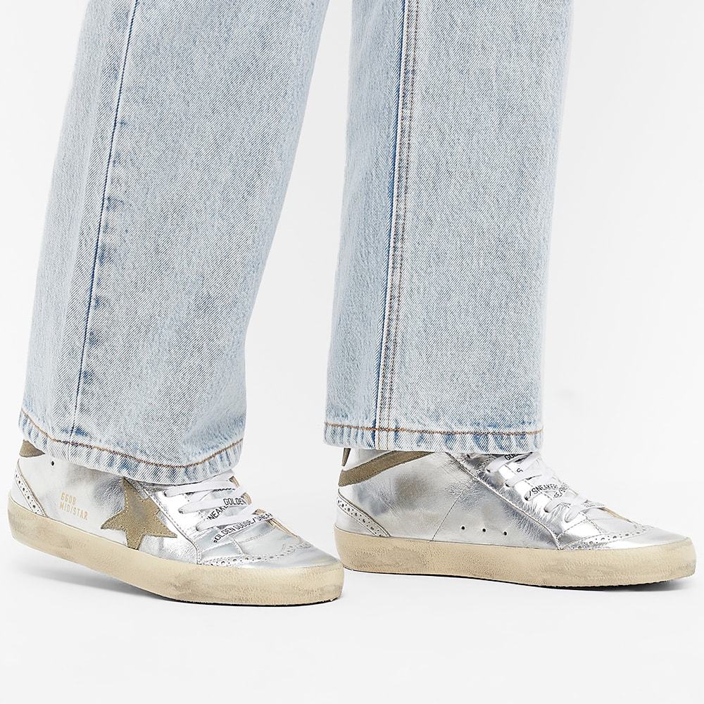 Golden Goose Laminated High-top Sneakers Perforated Toe In Multicolor