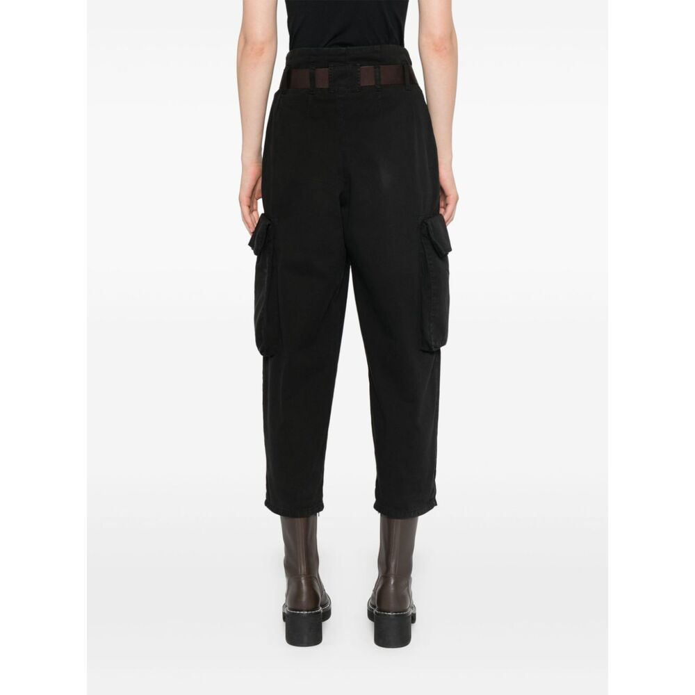 Shop Pinko High-waist Cropped Cargo Trousers In Black